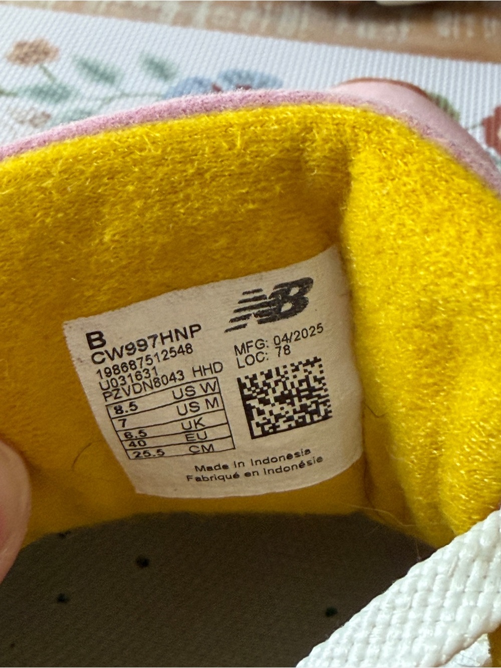 New Balance Pink and Yellow 997H Sneakers - Picture 7 of 11